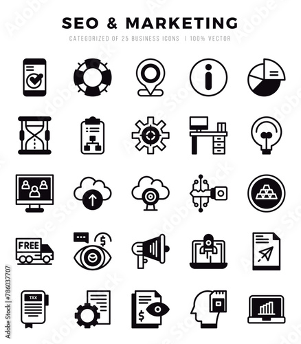icons set. SEO & Marketing for web. app. vector illustration.