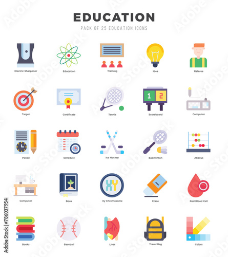 Education Icon Pack 25 Vector Symbols for Web Design.
