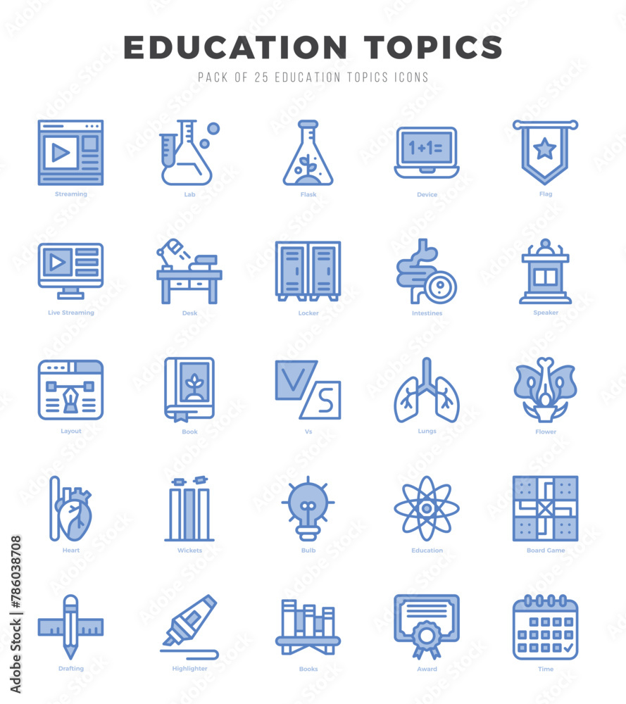 Simple Set of Education Topics Related Vector Two Color Icons. Simple Set of Education Topics Related Vector Two Color Icons.