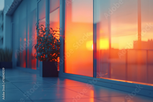 An illustration showing the application of nanocoatings on windows that automatically adjust light t photo