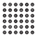 Activities Icon Set. Black Isolated Rounded