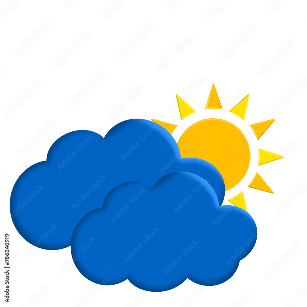 sun behind cloud over blue sky. Sun. Cloud. Icon. Logo. sun behind cloud over blue sky. Sun. Cloud. Icon. Logo.