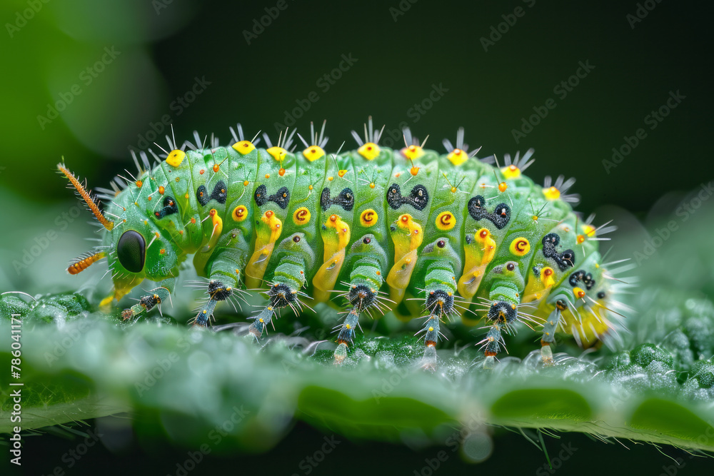 An image of a hoverfly larva feeding on aphids, its deceptive appearance belying its predatory natur An image of a hoverfly larva feeding on aphids, its deceptive appearance belying its predatory natur