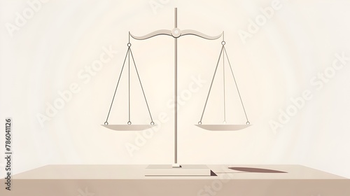 Minimalist Digital of Perfectly Balanced Scales Symbolizing the Equilibrium and Fairness of Harmony