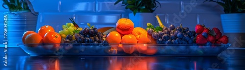 Brightly colored fruits and vegetables arranged in a vitamin rainbow, nature s pharmacy  photo