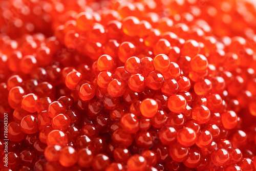 Close-up of red caviar, selective focus.