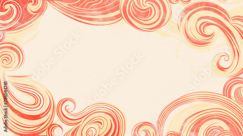 Hand-drawn coral and peach swirls offer a lively frame for vibrant, energetic projects.