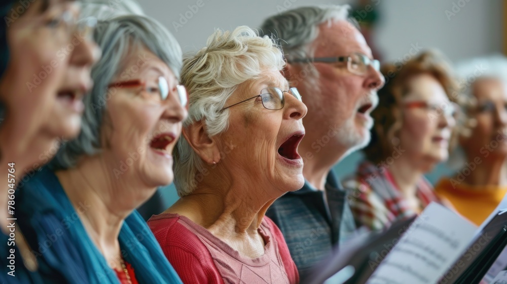 A community choir performing at a local nursing home.