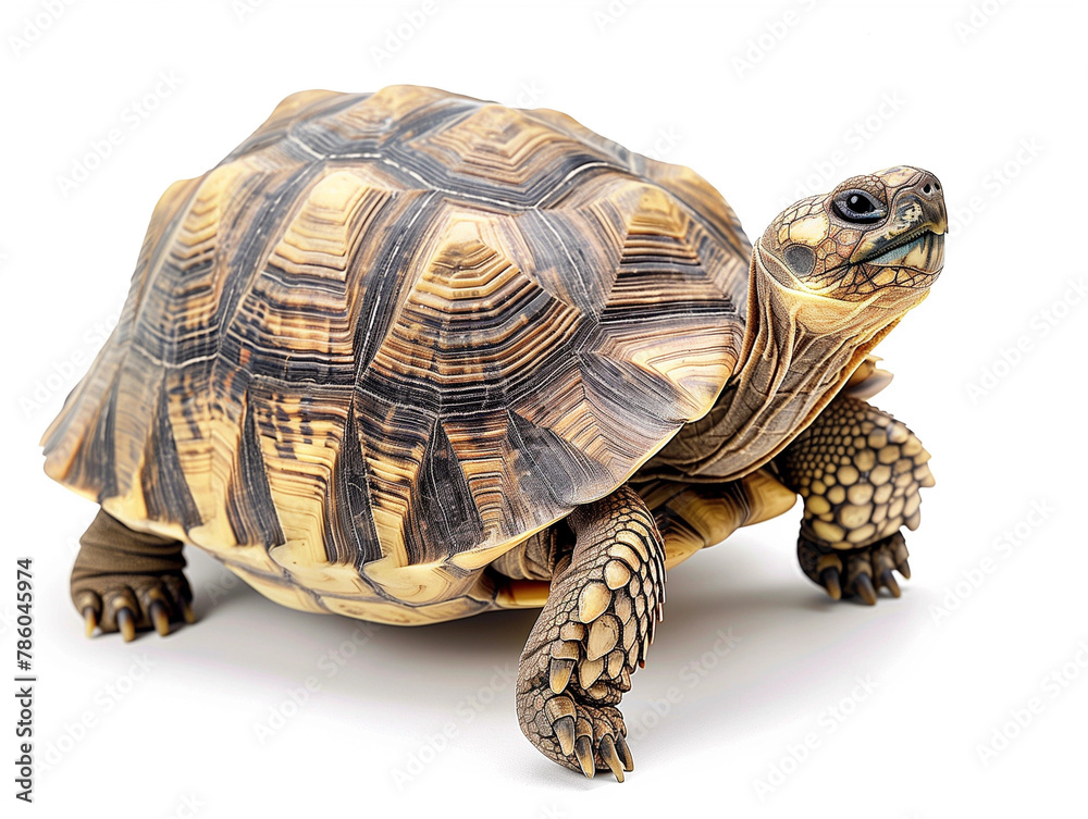 A Land Tortoise Isolated on White Background A Land Tortoise Isolated on White Background