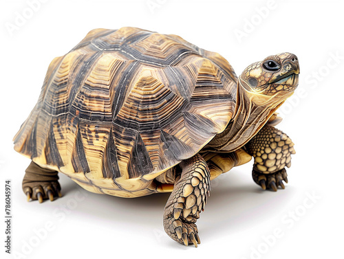 A Land Tortoise Isolated on White Background