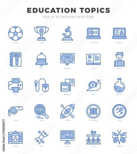 Education Topics web icons in Two Color style.