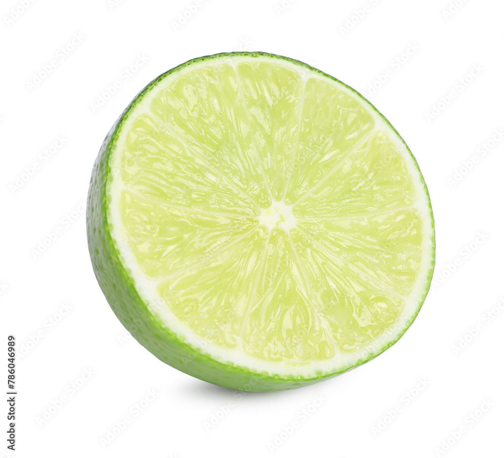 Citrus fruit. Half of fresh lime isolated on white