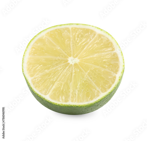 Citrus fruit. Half of fresh lime isolated on white
