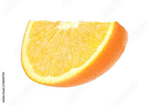 Citrus fruit. Slice of fresh ripe orange isolated on white