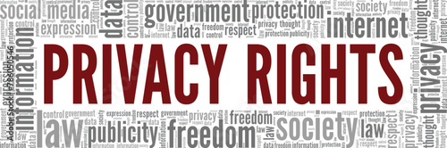 Privacy Rights word cloud conceptual design isolated on white background.