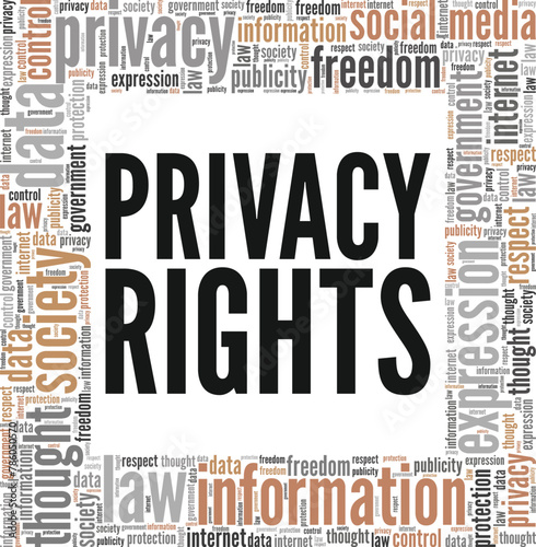 Privacy Rights word cloud conceptual design isolated on white background.