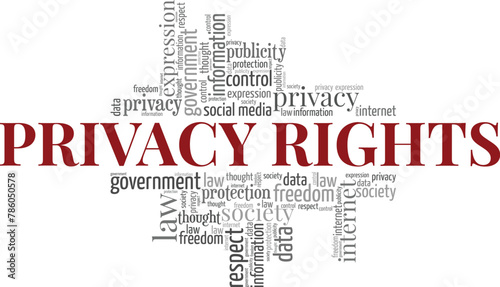 Privacy Rights word cloud conceptual design isolated on white background.