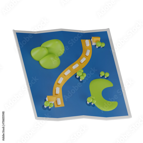 Map 3D illustration