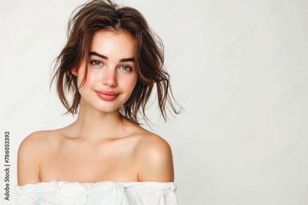Woman Portrait Isolated. Beautiful Young Woman Smiling Happily at Camera Woman Portrait Isolated. Beautiful Young Woman Smiling Happily at Camera