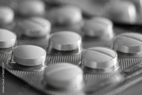 Tablets Pills. White Pills and Tablets for Pain Relief and Medical Health