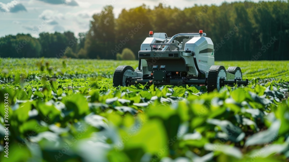 Robot Farmer Harvesting Crops with Precision in a Vast and Lush Agricultural Field Using Cutting Edge Automation Technology Robot Farmer Harvesting Crops with Precision in a Vast and Lush Agricultural Field Using Cutting Edge Automation Technology