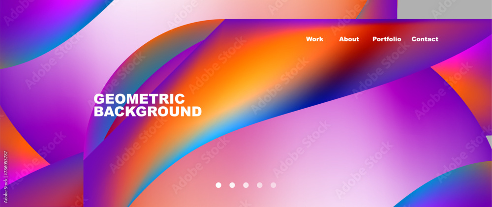 A geometric background featuring a rainbow of colors, including purple, violet, magenta, and electric blue. Circles and space elements create a vibrant and colorful material property design
