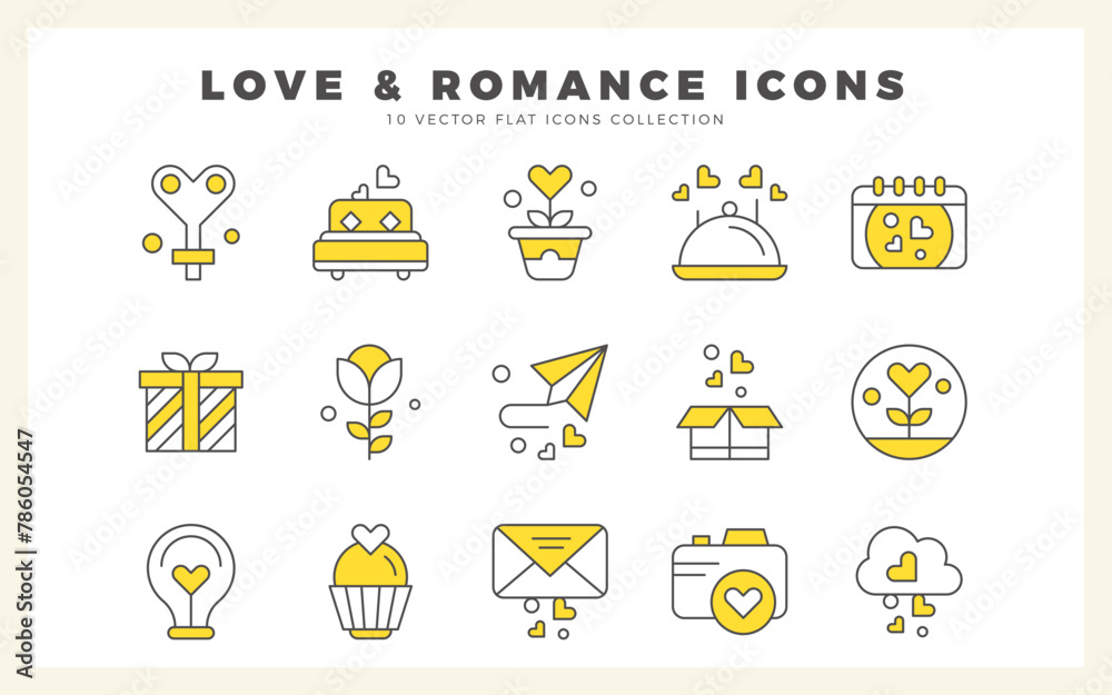Fototapeta premium 15 Love Two Color icon pack. vector illustration.