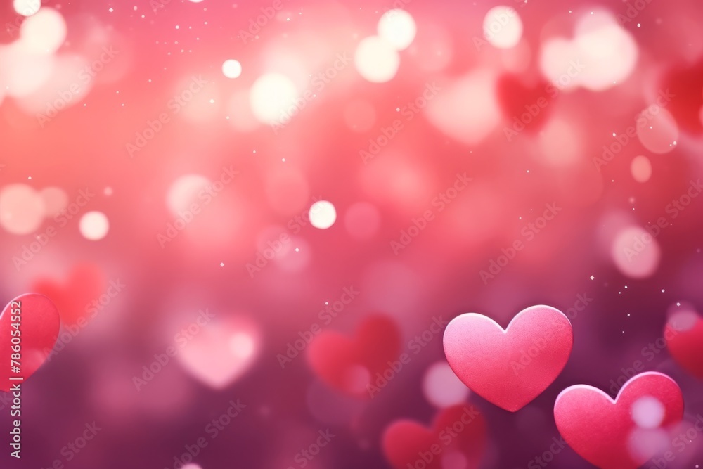 Pink or red background with hearts and bokeh lights, Romantic backdrop with place for text, raster version. High quality photo Pink or red background with hearts and bokeh lights, Romantic backdrop with place for text, raster version. High quality photo
