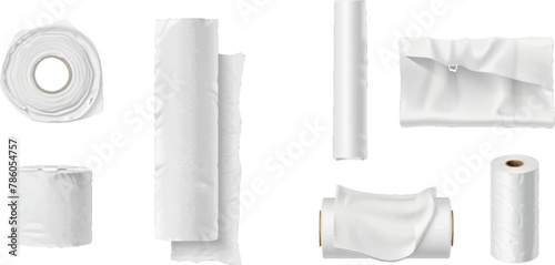 Paper towel set. White paper napkin roll for bathroom,