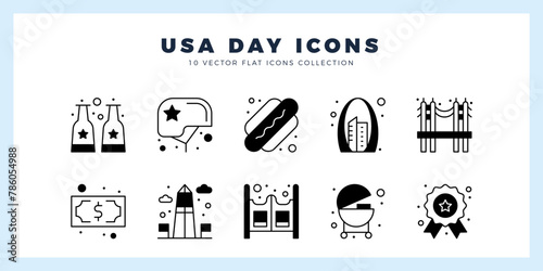 10 USA Lineal Fill icon pack. vector illustration.
