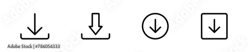 Download icon set. Install symbol. Editable stroke. Vector illustration  photo
