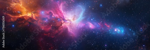 Colorful Space. Realistic Nebula and Stardust in Magic Galaxy Sky