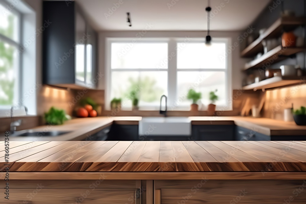 Modern empty kitchen with stainless steel sink and faucet next to a wooden table set for a single diner with a red plate and glass Modern empty kitchen with stainless steel sink and faucet next to a wooden table set for a single diner with a red plate and glass