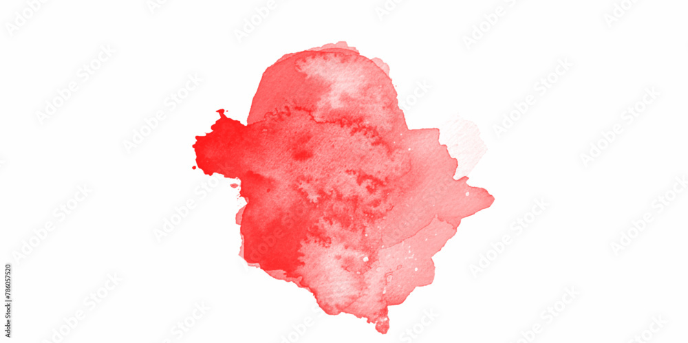 Modern creative watercolor background for trendy design. Stylish red watercolor splatter texture stain design. Red watercolor brush paint background. Splash brush red watercolor on paper.