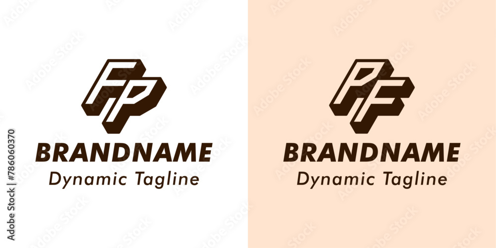 Fototapeta premium Letters FP and PF 3D Monogram Logo, Suitable for business with FP or PF initials