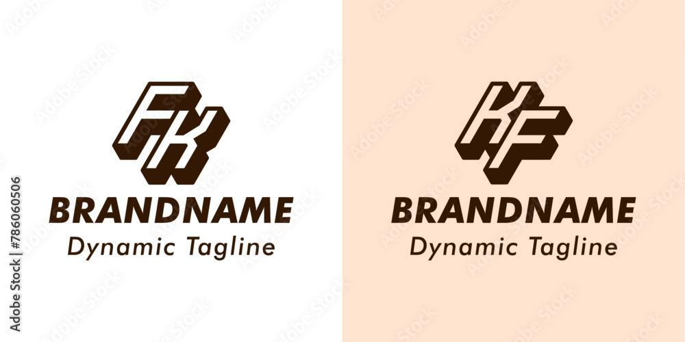 Fototapeta premium Letters FK and KF 3D Monogram Logo, Suitable for business with FK or KF initials