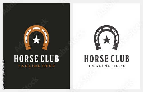 Horseshoe Stable Star Vintage logo design vintage vector