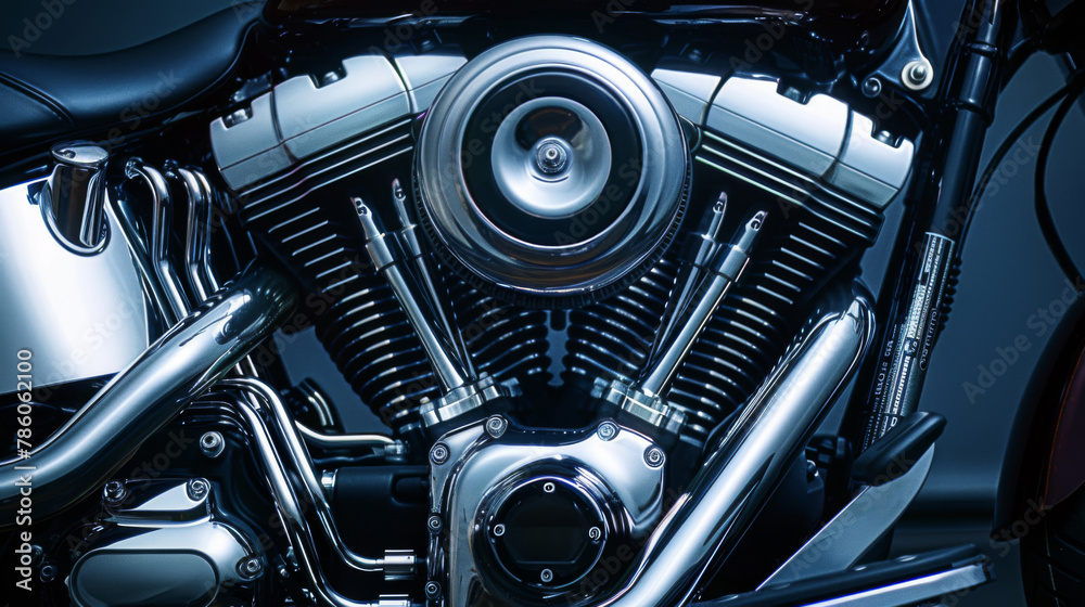 Motorcycle engine. Motor and mechanism closeup Motorcycle engine. Motor and mechanism closeup