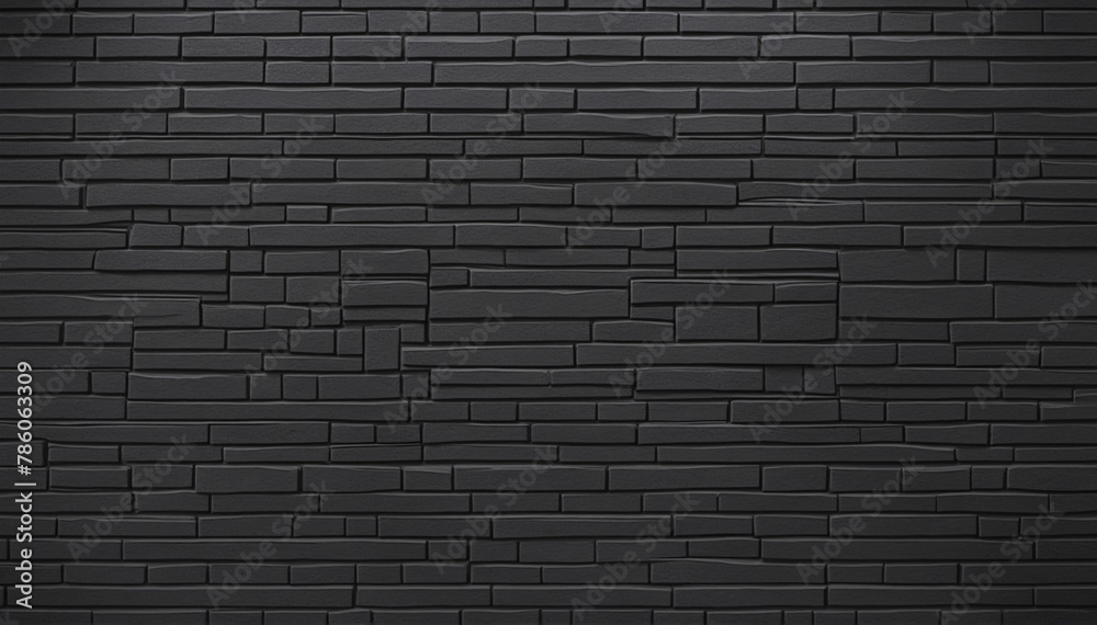 Obraz premium Dark black anthracite rustic brick wall texture banner wall paper