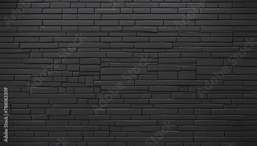 Dark black anthracite rustic brick wall texture banner wall paper