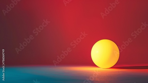 Single glowing sphere on red background. Concentrated Light