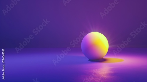 Single glowing sphere on purple background. Concentrated Light