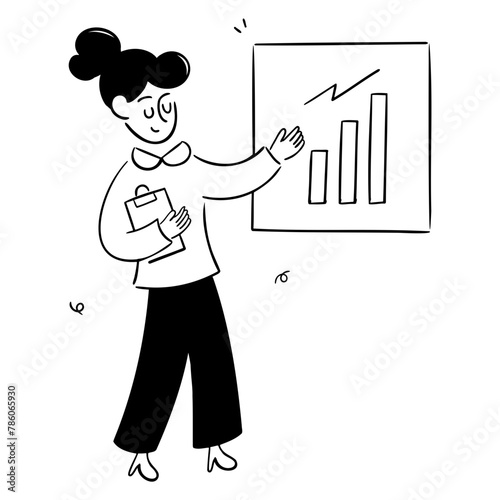 businesswoman presenting increased profits illustration