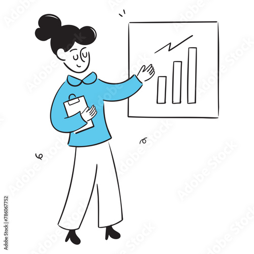businesswoman presenting increased profits illustration