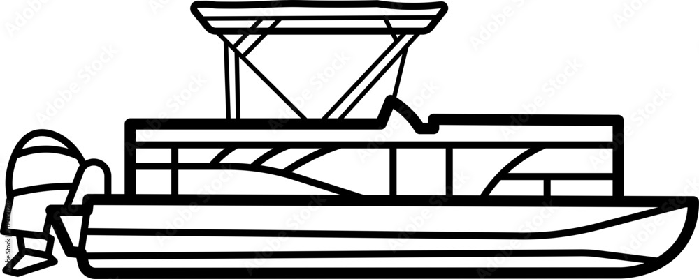 Pontoon Boat Outline Illustration Pontoon Boat Outline Illustration
