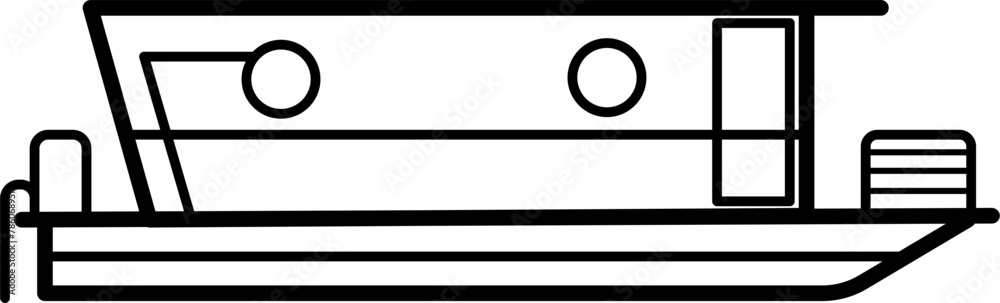 Houseboat Outline Illustration Houseboat Outline Illustration