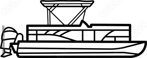 Pontoon Boat Outline Illustration