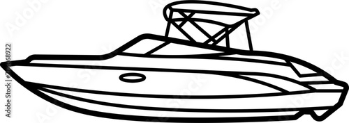 Motor Boat Outline Illustration