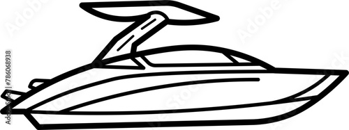 Jet Boat Outline Illustration