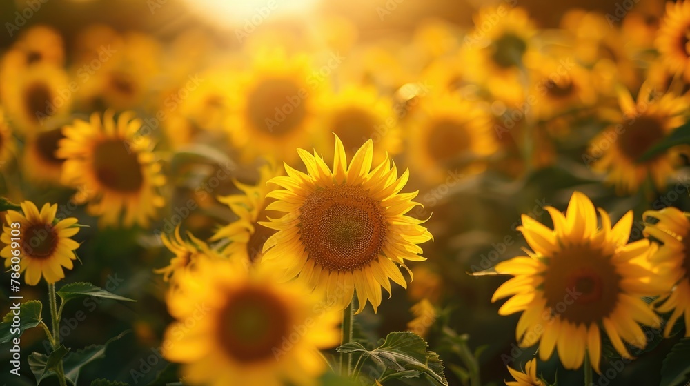 Naklejka premium Aerial View of Sunflower Field in Summer